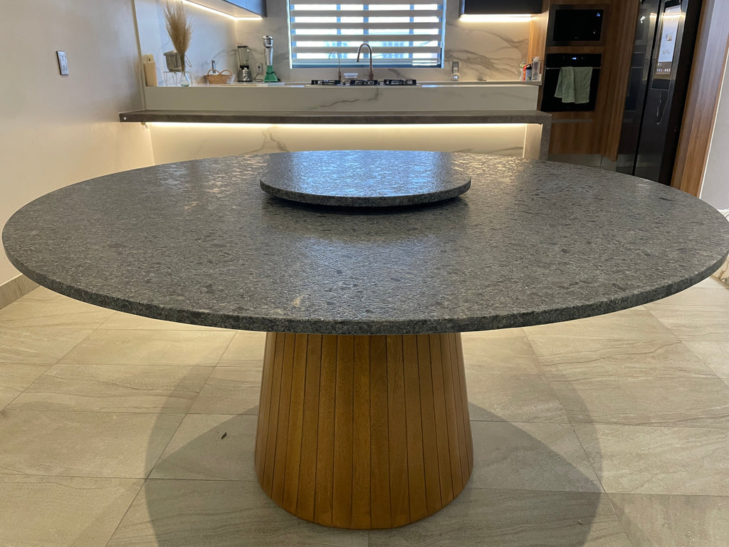 Comedor Olimpo en Granito Steel Gray leather